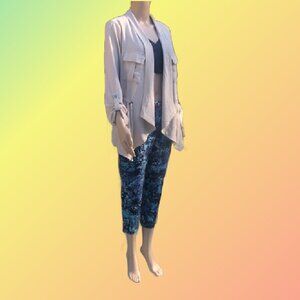 MOSSIMO Stretch Extensible Blue Burst Colors Crop Pants Size 12